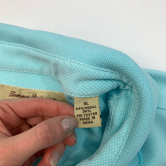 Vintage Tommy Bahama Polo Shirt Mens XL Extra Large Robins Egg Blue Modal Blend - Picture 4 of 10